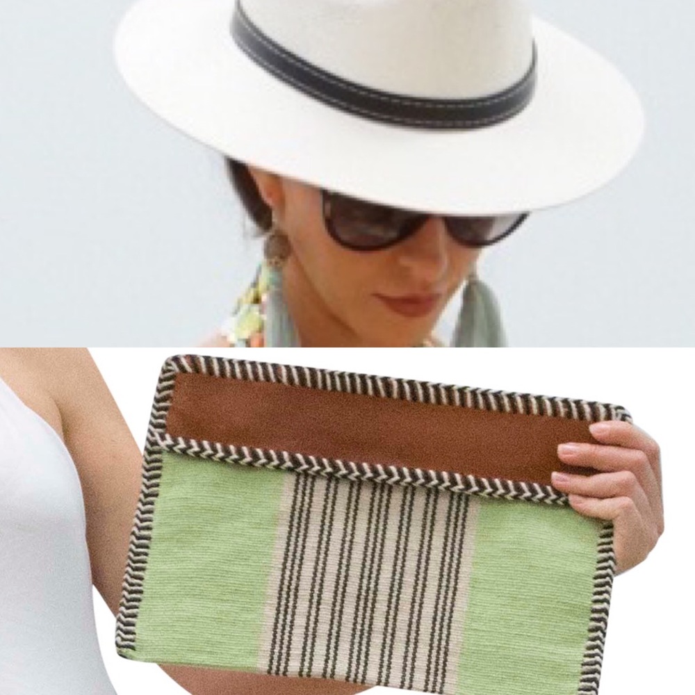 Clutch Jute cotton  with goat leather - Picture 4 of 6
